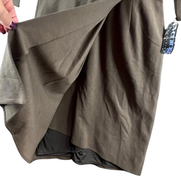 Kay Unger Dress Womens 10 Evening Collection V Neck 3/4 Sleeve Ruched Party NEW - Picture 5 of 16